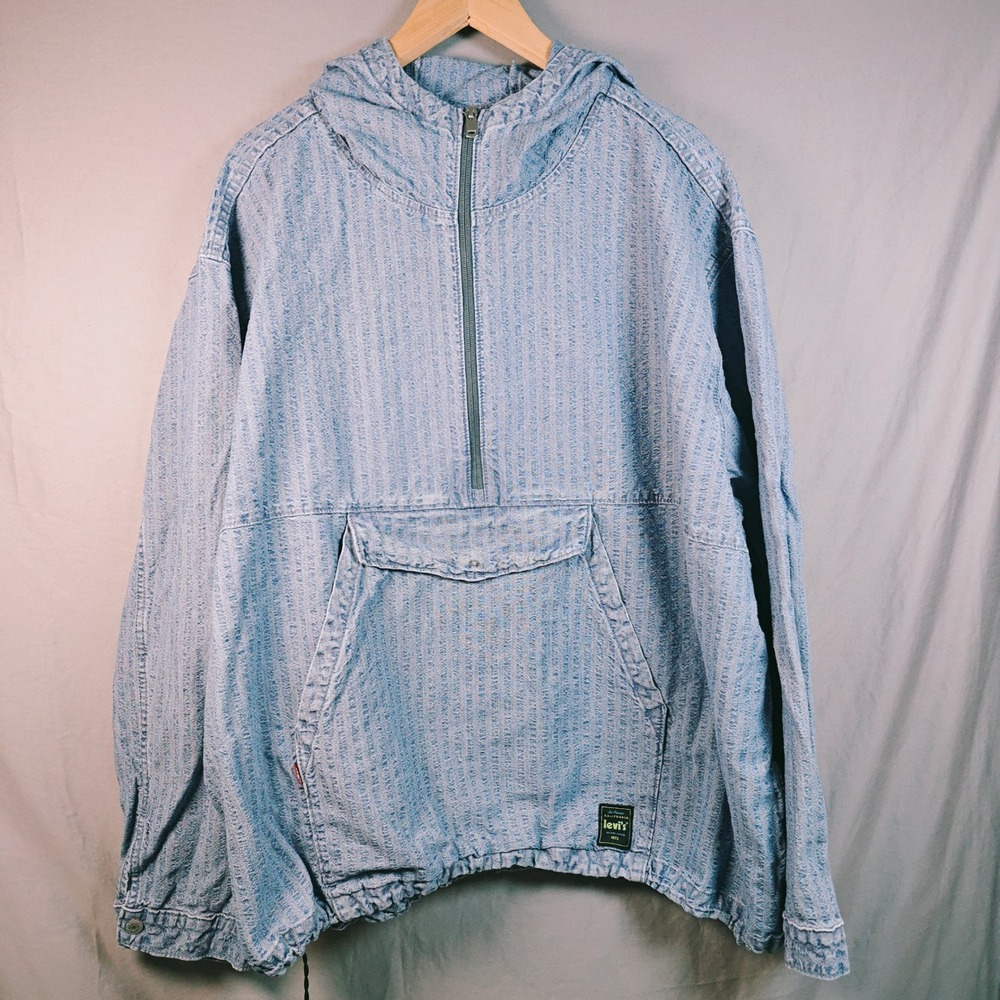 Levi's Light Blue striped oversized Hooded Jacket